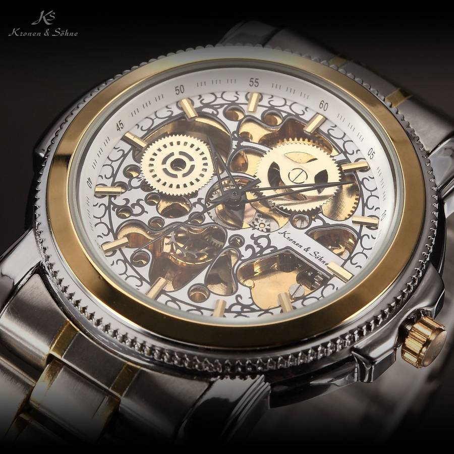 KRONEN & SOHNE Steam Engine Skeletor Automatic Mechanical Watch BRAND NEW w/ box, papers