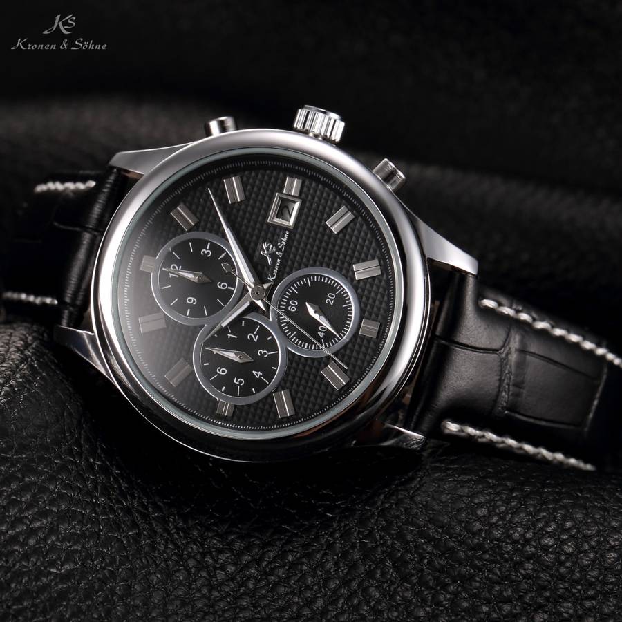 KRONEN & SOHNE Nautilus AUTOMATIC Jules Verne Chronograph Watch w/ BOX AND PAPERS