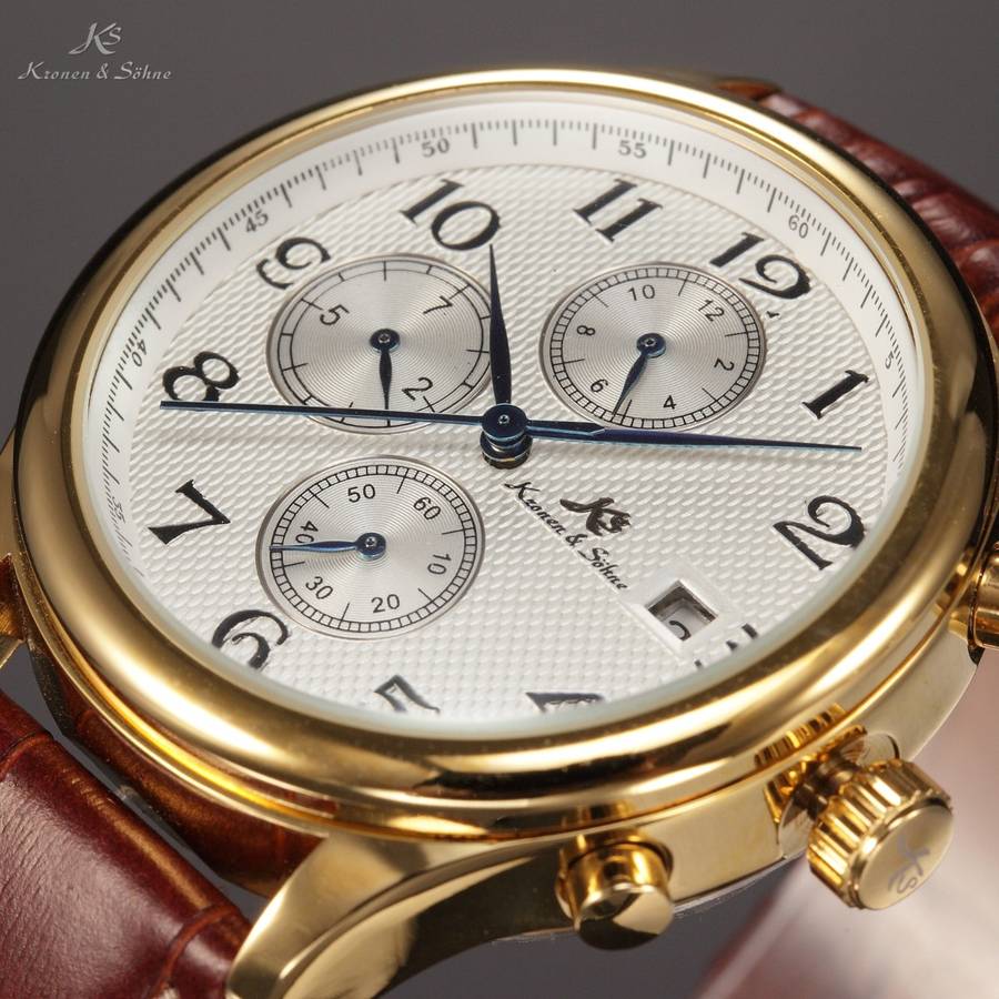 KRONEN & SOHNE Nautilus Voyager AUTOMATIC Jules Verne Chronograph Watch w/ BOX AND PAPERS