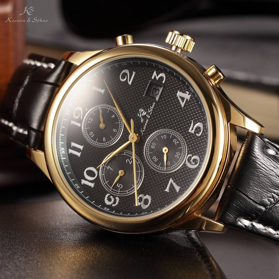 Swiss Lux Co. Exclusive* KRONEN & SOHNE Luxury Imperial Voyager Chronograph Auto Mechanical Watch