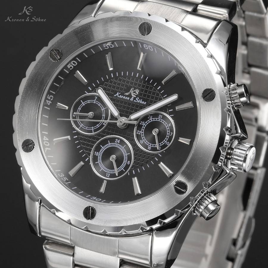 KRONEN & SOHNE Luxury LOKI Imperial Voyager Chronograph Automatic Mechanical Watch w/ BOX AND PAPERS