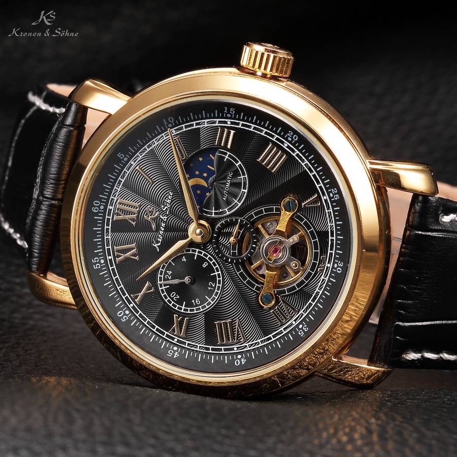 KRONEN & SOHNE Moonphase Skeleton Tourbillon Chrono Watch Brand new w/ BOX, PAPERS