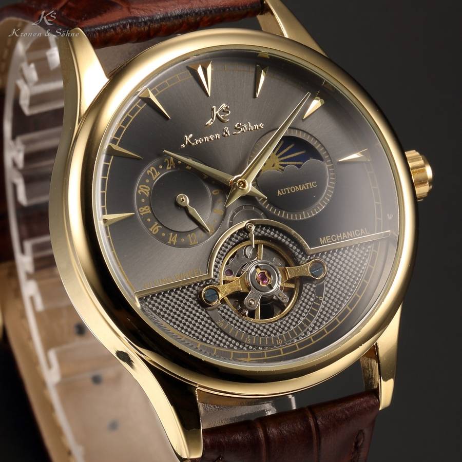 Brand new!! KRONEN & SOHNE Moonphase Skeleton Tourbillon Chrono Watch w/ BOX, PAPERS