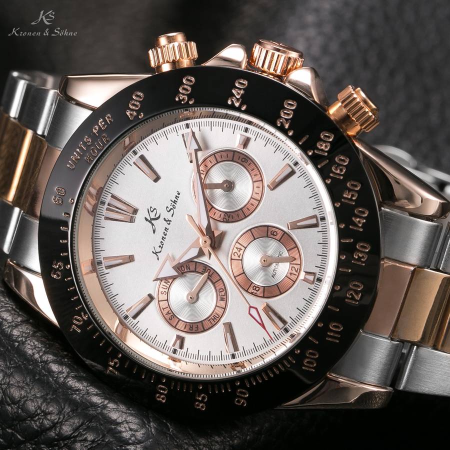 KRONEN & SOHNE Luxury Chronograph Racer Automatic Watch BRAND NEW