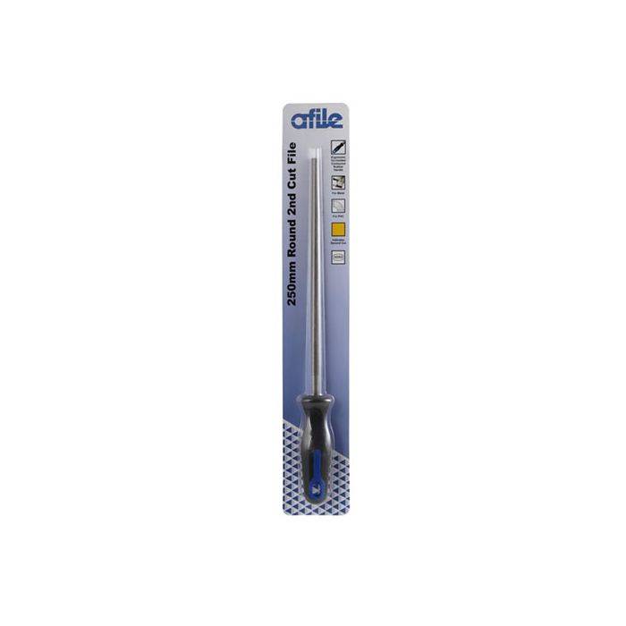 Afile Round 2nd Cut File With Handle 250mm