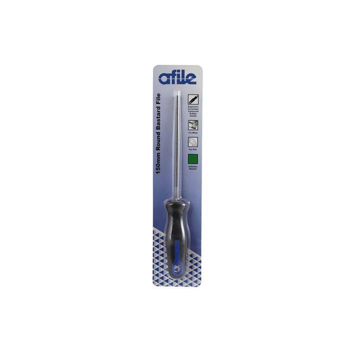 Afile Round Bastard File With Handle 150mm