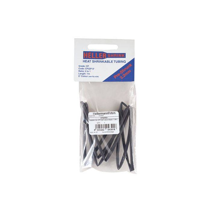 HellermannTyton Black Heat Shrink 3.2mm x 1m