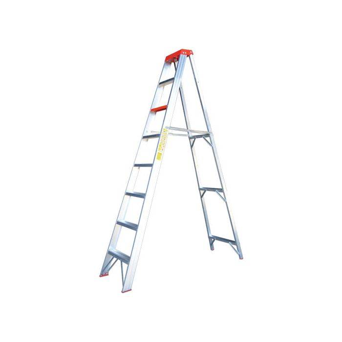 Castor & Ladder Aluminium A-Frame Commercial Step Ladder 2.4m