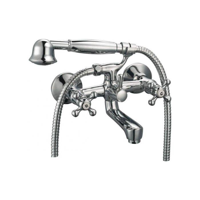 Icon Red Chrome Plated Victory Bath Mixer With Hand Shower