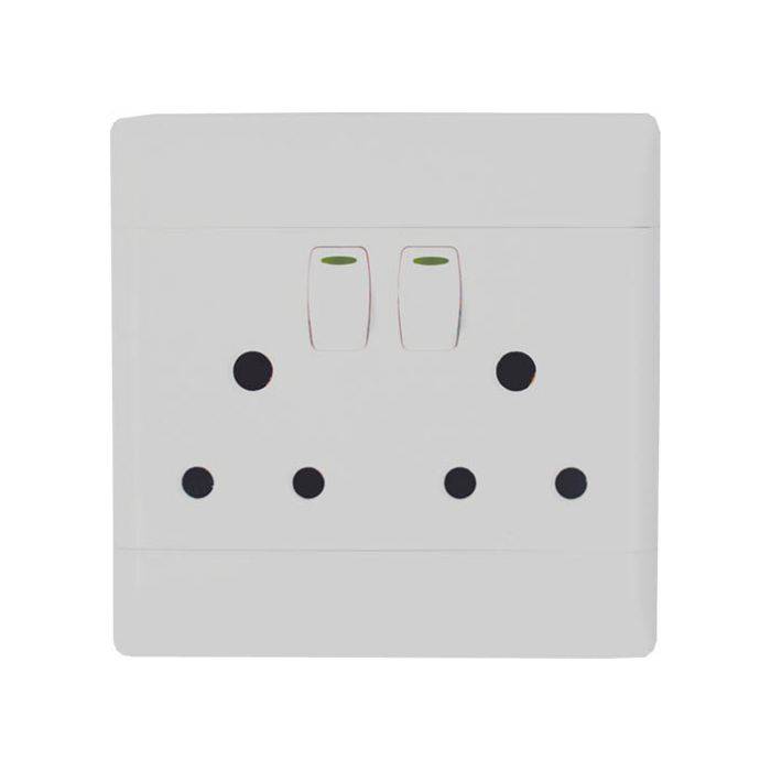 CBI White Double RSA Wall Socket 4x4
