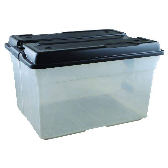 Addis Clear Storage Box With Black Lid 56L