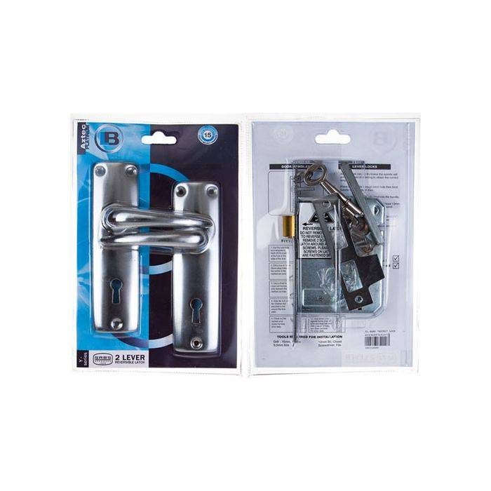 Aztec Chrome Plated Keyhole Lever Handle On Backplate 2 Lever Lockset