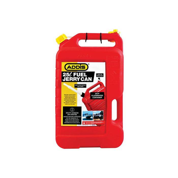 Addis Red Plastic Fuel Jerry Can 25L