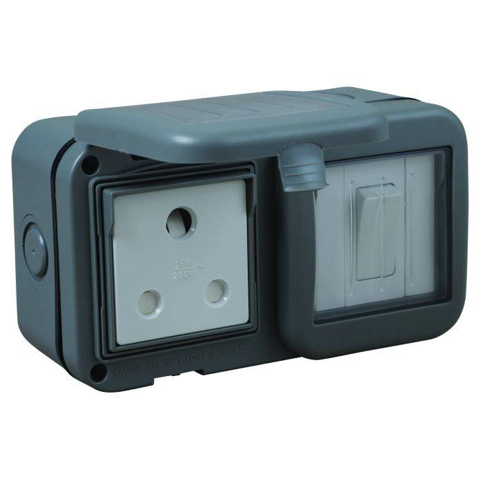 Outdoor Switch Socket 1X O/RSA 1L2W Waterproof IP55