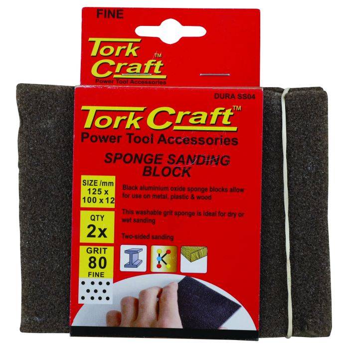 Double Sided Sponge Sanding Block 125 x 100 x 10mm - 2 Pack