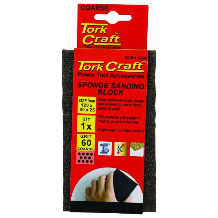 Single Angled Coarse Sponge Sanding Block 120 x 90 x 25mm