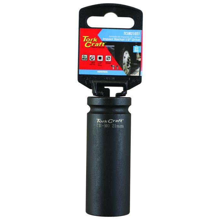 Tork Craft 1/2" Drive 6 Point Deep Tube Socket 21mm