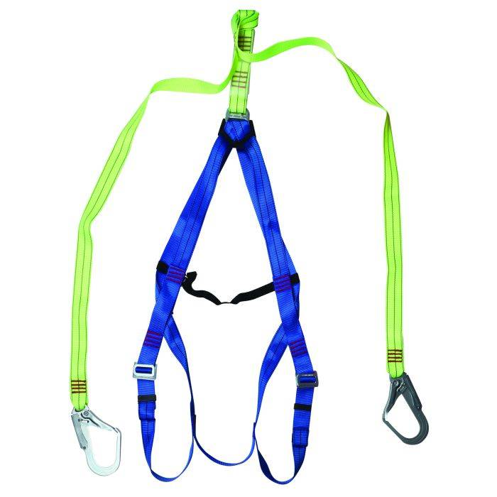 Double Lanyard Safety Harness With Shock Absorber & Scaffold Hooks