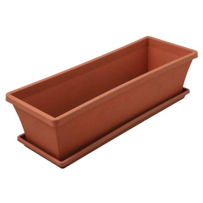 Sebor Terracotta Sill Planter & Saucer 500mm