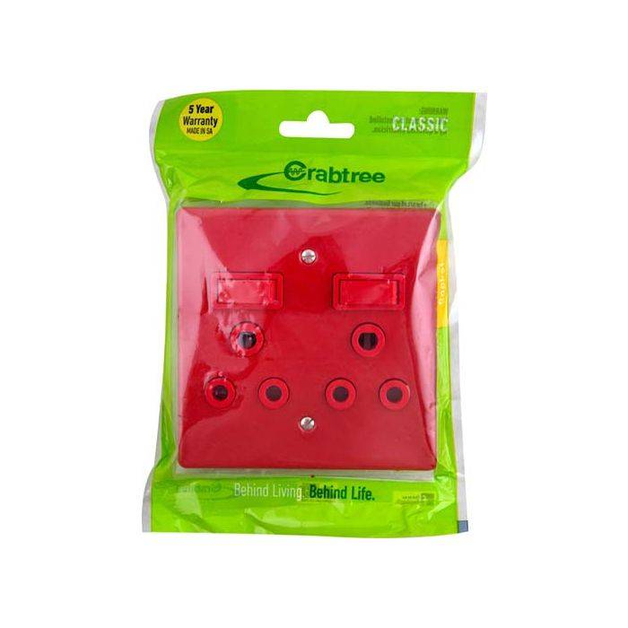 Crabtree Classic Red Dedicated Double RSA Wall Socket 4x4