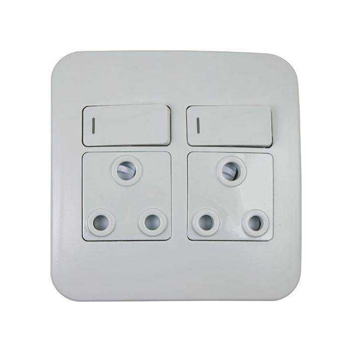 Veti White Double Wall Socket 4x4