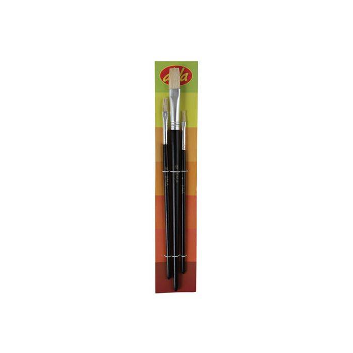 Dala 3 Piece Flat Artist Brush Set 4/10/18mm