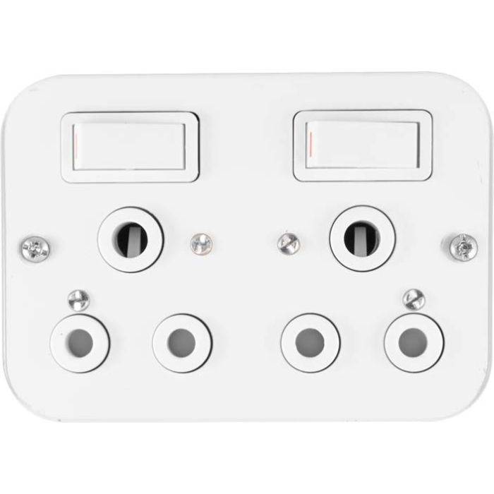 Crabtree Industrial White 2-Lever Surface Socket 119 x 83mm