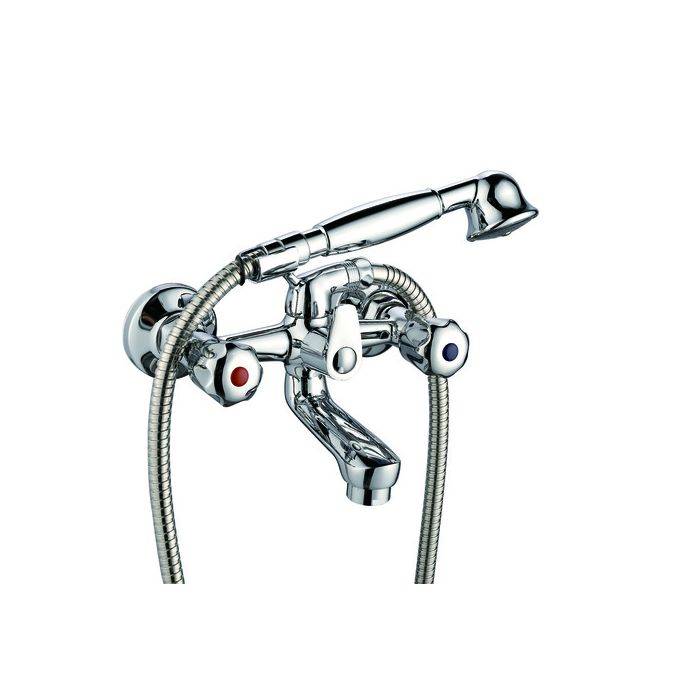 Icon Red Chrome Plated Taurus Bath Mixer With Hand Shower