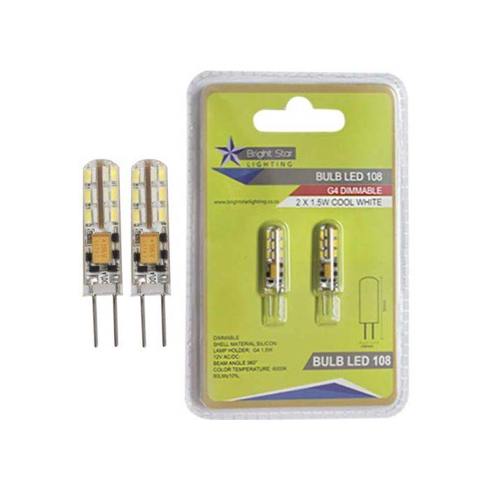 Bright Star 1.5W Cool Daylight G4 LED Lamps - 2 Pack