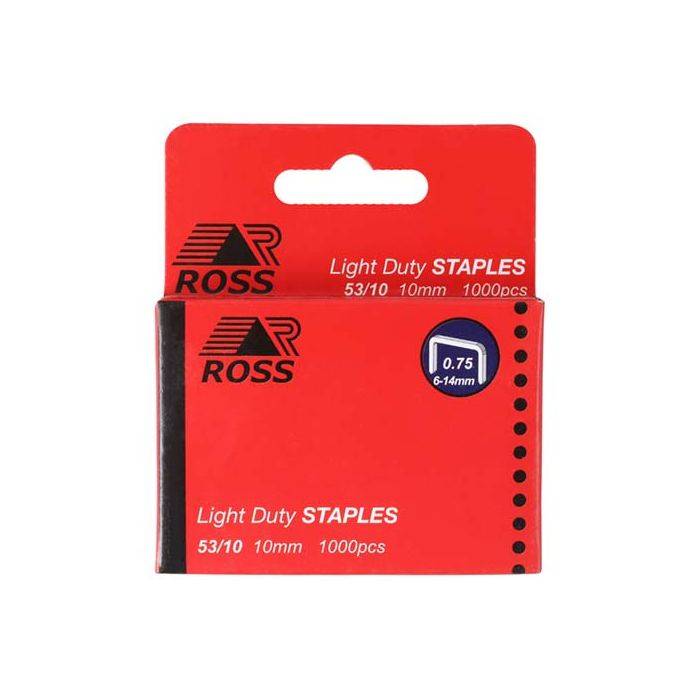 Ross Light Duty Staples 10mm - 1000 Pack