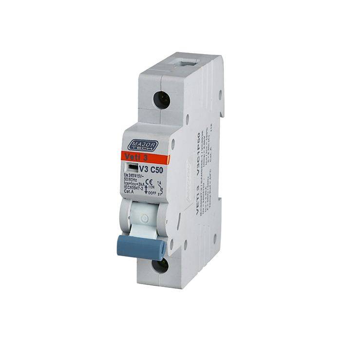 Major Tech 1-Pole 50A Circuit Breaker MCB 3Ka