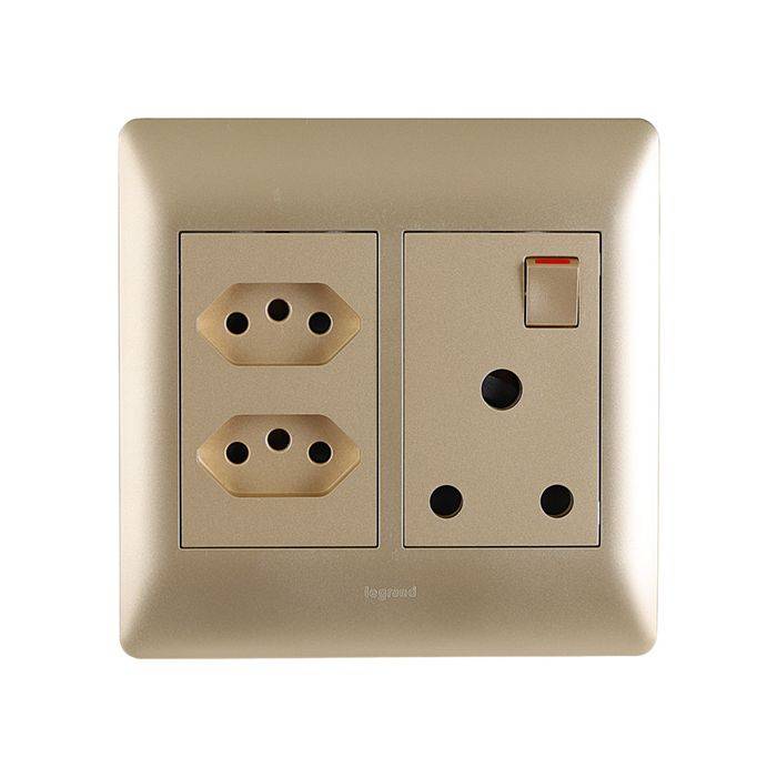 Legrand Ysalis Champagne 2 New RSA & 1 RSA Wall Socket 4x4