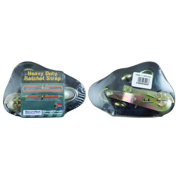 SecureTech Ratchet Strap With J-Hook 36mm x 3.5m
