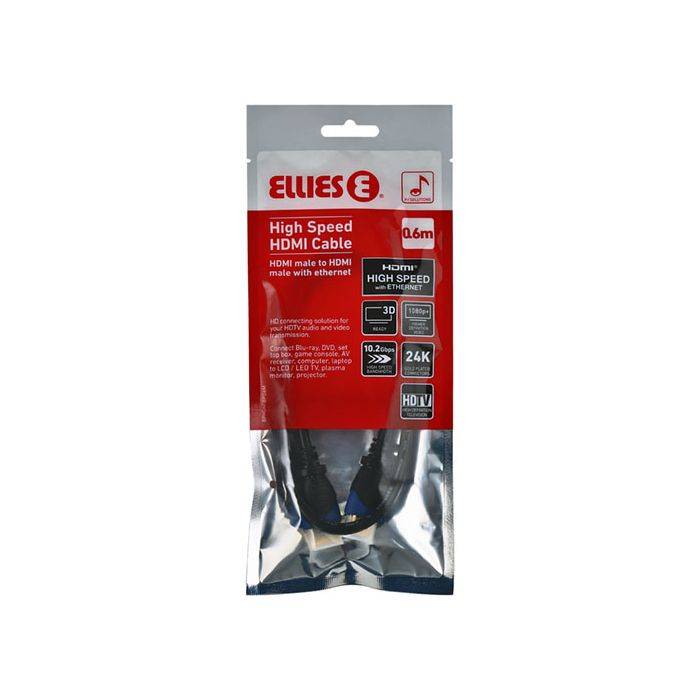 Ellies High Speed HDMI Cable With Ethernet 0.6m