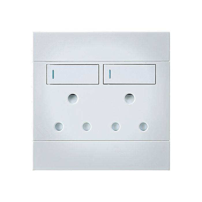 Veti 2 White Double RSA Wall Socket 4x4
