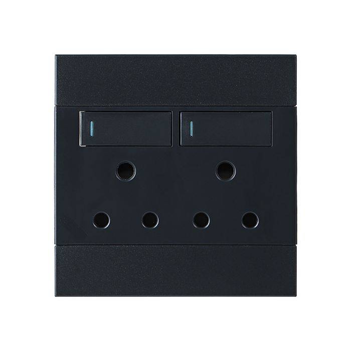 Veti 2 Charcoal Double RSA Wall Socket 4x4