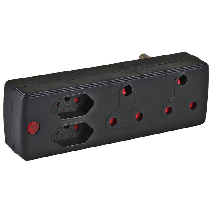 Electricmate Black 4-Way Multiplug Adaptor