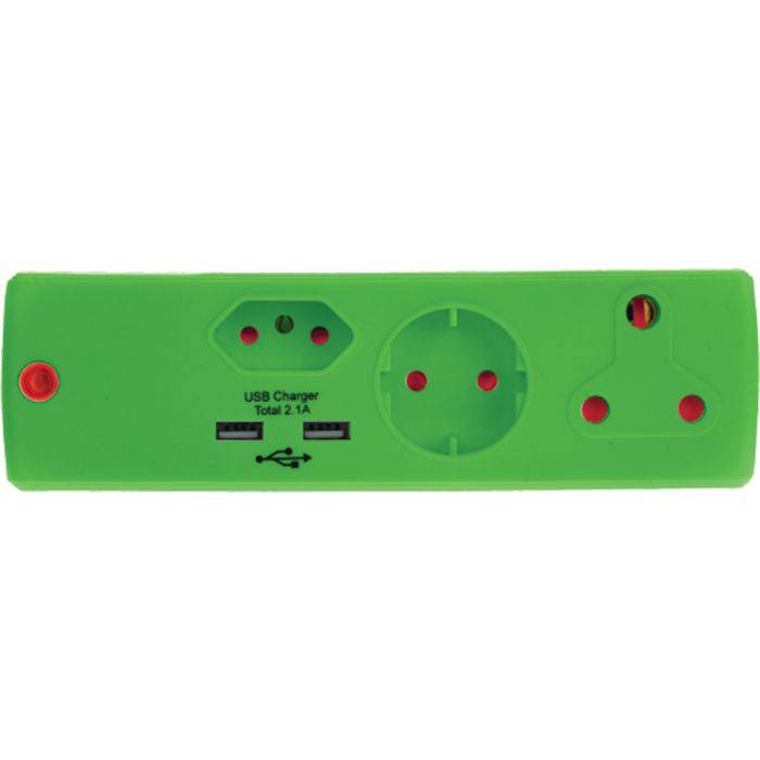 Electricmate Green 3-Way Multiplug Adaptor