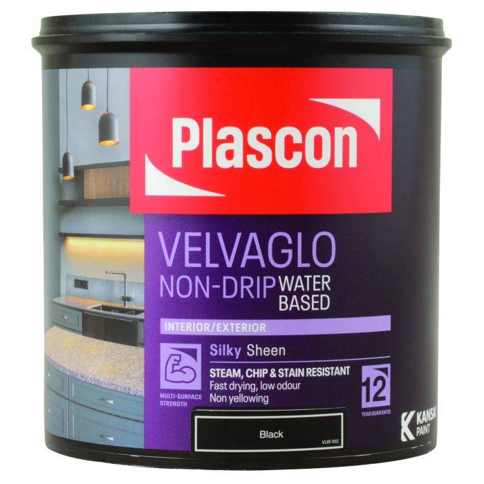 Plascon Velvaglo Water-Based Enamel Black 1L VLW