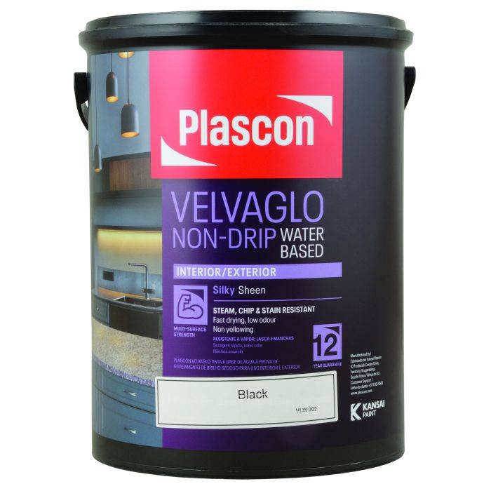 Plascon Velvaglo Water-Based Enamel Black 5L VLW