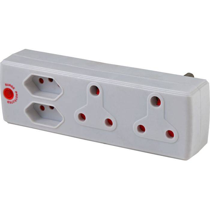 Electricmate White 4-Way Multiplug Adaptor With Surge Protector