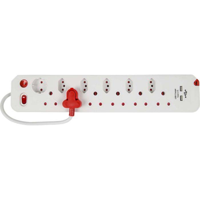 Electricmate White 12-Way Multiplug Adaptor With Surge Protector
