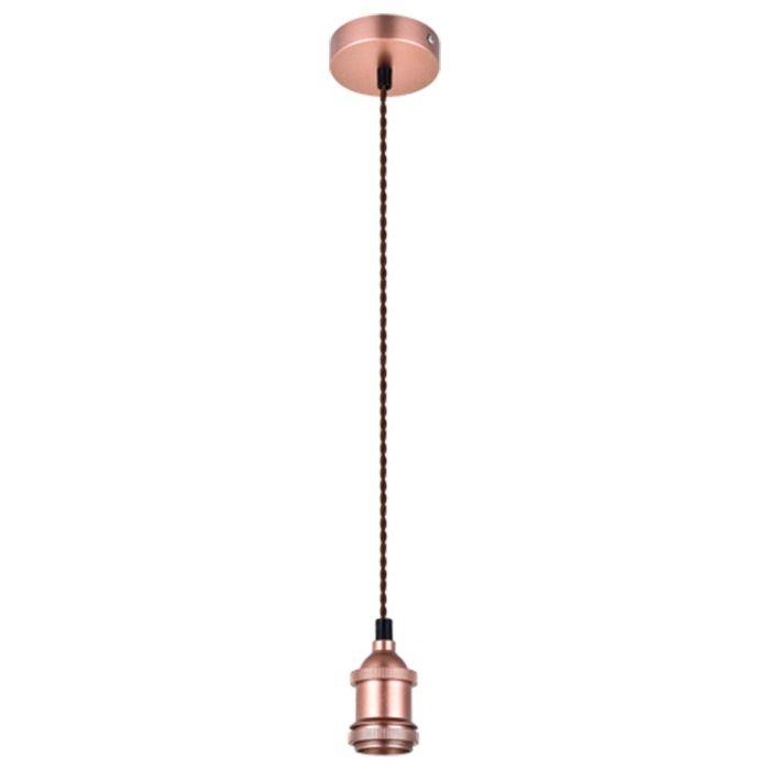 Bright Star Rose Gold & Brown Twisted Cord Pendant Light 1000mm