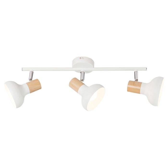 Bright Star White & Wood Finish 3-Light Spotlight