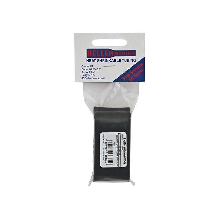HellermannTyton Black Heat Shrink 25.4mm x 1m