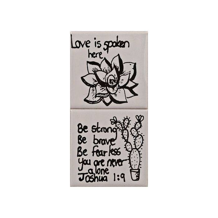 The Clay Club Small Cactus Printed Mosaic Tiles - 2 Pack