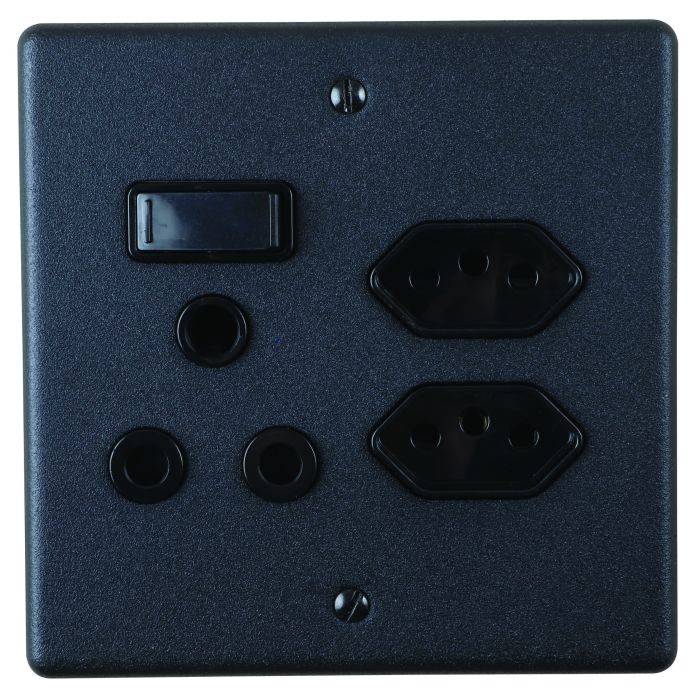 Lesco Matt Black 2 New RSA & 1 RSA Wall Socket 4x4