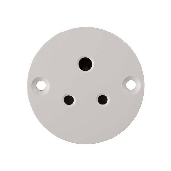 CBI White Round Unswitched 3-Pin Wall Socket