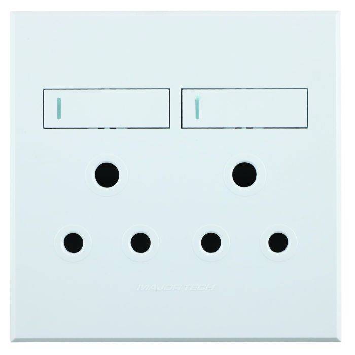 Veti 3 White Double 2 RSA Wall Socket 4x4