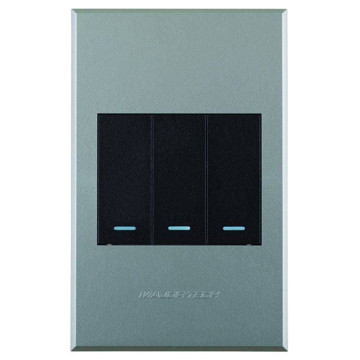 Veti 3 Graphite & Titanium 3-Lever 1-Way Light Switch 2x4